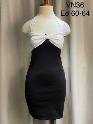 Váy cổ yếm phối nơ