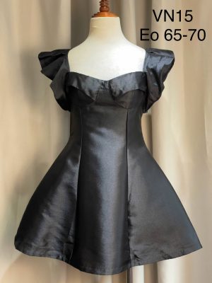 Váy satin cúp ngực tay rớt bản to
