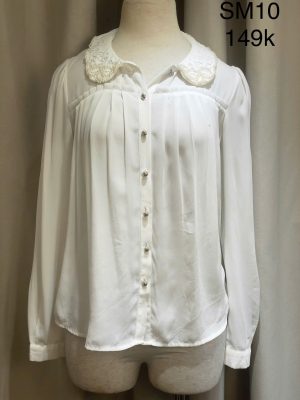 Áo sơ mi cổ đính ngọc