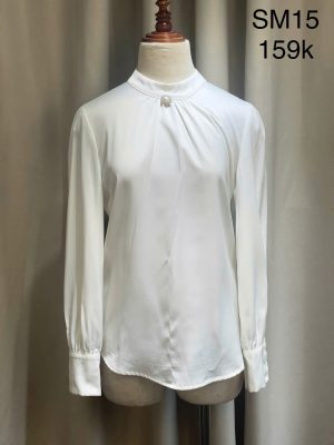 Áo sơ mi lụa cổ ngọc