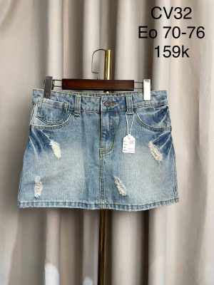 Chân váy chữ A mài rách / Distressed Denim Skirts
