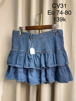 Chân váy denim xếp tầng / Tiered Denim Skirts Phong cách: Korea