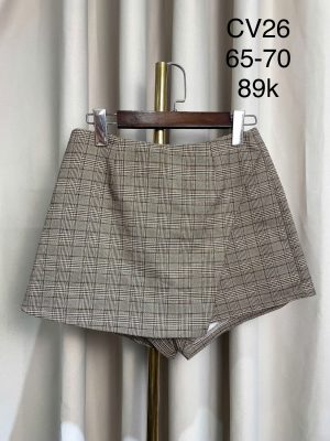 Quần váy đắp chéo vạt họa tiết kẻ / Plaid Asymmetrical Skorts