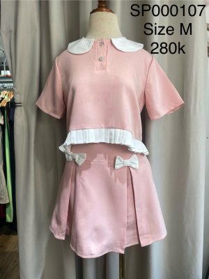 Bộ áo cổ sen ngắn tay và chân váy / Sailor Collar Top and Skirt Set