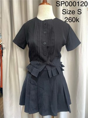 Bộ áo kiểu xếp ly và chân váy / Pleated Top and Skirt Set